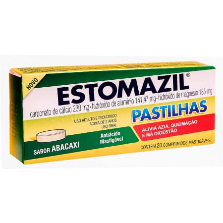 Estomazil 230 + 185 + 185Mg Pastilhas Mastigáveis Caixa Com 20Sabor Abacaxi