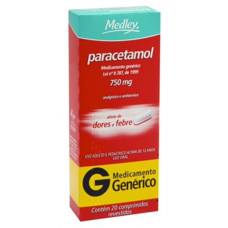 Paracetamol - Medley 750Mg Caixa Com 20 Comprimidos Revestidos