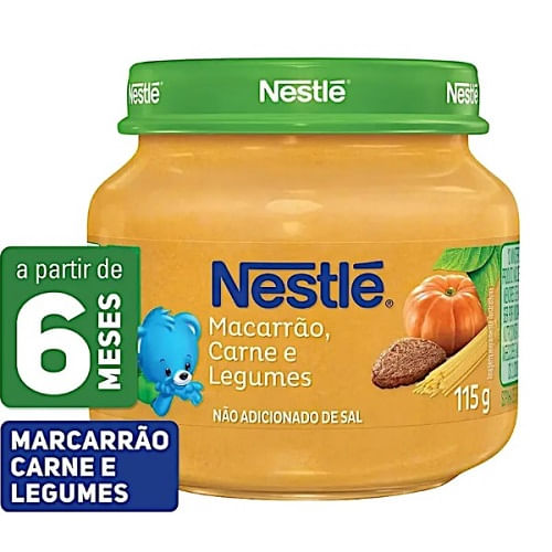 Papinha Nestle Baby Macarrão Carne Legumes Com 115 Gramas