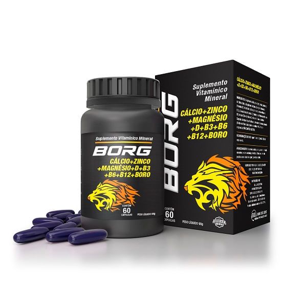 Suplemento Vitamínico Borg Cálcio + Zinco + Magnésio + D + B3 + B6 + B12 + Boro 60 Cápsulas