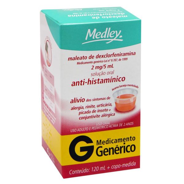 Maleato De Dexclorfeniramina - Medley 04Mg Solução Oral Frasco Com 120Ml + Copo Medidor