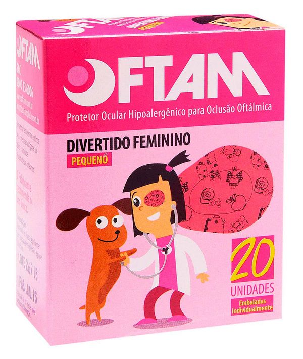 Protetor Ocular Oftam Divertivo Feminino Pequeno Com 20 Unidades