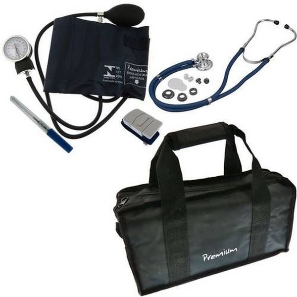 Kit Acadêmico Premium Com Estetoscópio, Termômetro, Esfigmo E Garrote