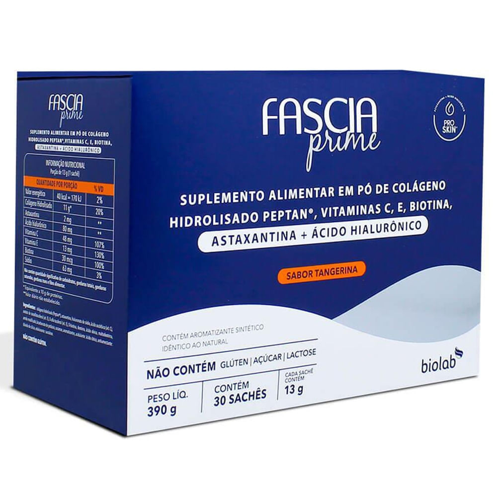 Fascia Prime Colágeno Hidrolisado Sabor Tangerina 30 Sachês | Drogafuji