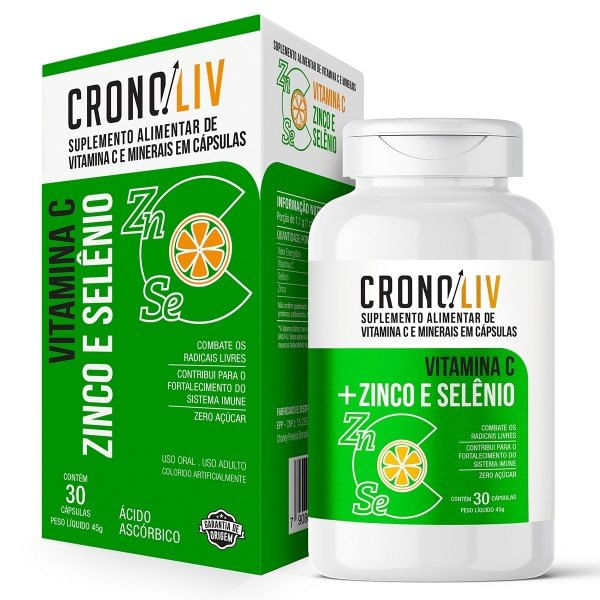 Cronoliv Vitamina C Zinco e Selênio 30 Cápsulas