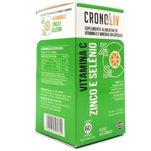 Cronoliv Vitamina C Zinco E Sel nio 60 C psulas Drogafuji Drogafuji