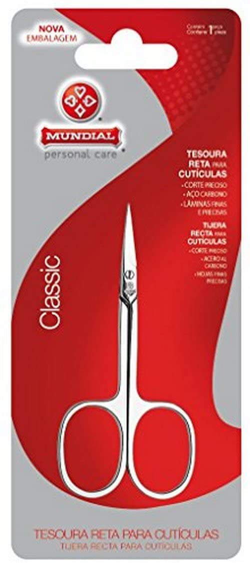 Tesoura Cutícula/Unha Reta Mundial 414-312bp Prateado