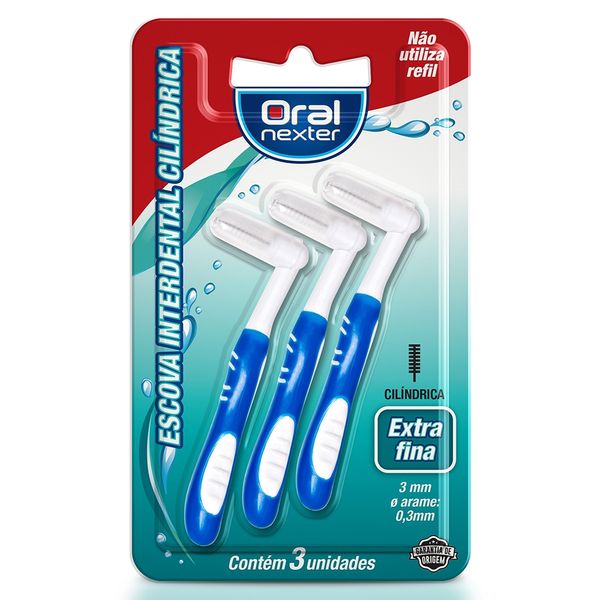 Escova Dental Interdental Cilindrica/fina Com 3 Oral Nexter