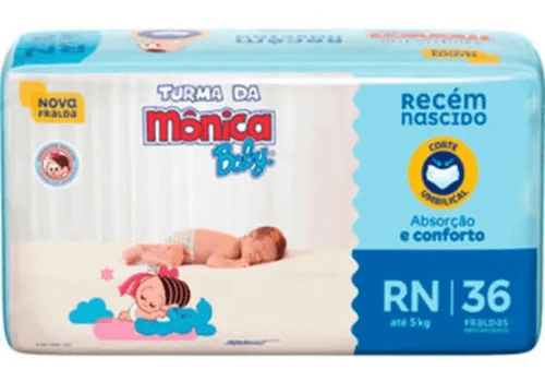 Fralda Descartável Turma Da Monica Recém Nascidos 36 unidades