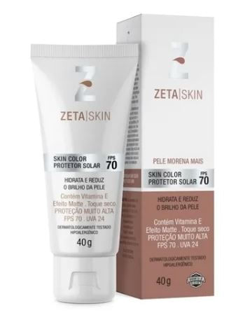 Protetor Solar Facial Zeta Skin Color FPS 70, Pele Morena Mais 1 unid 40g