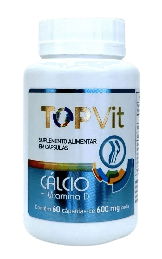 Topvit Vitamina D com Cálcio 600mg 60 Cápsulas Suplemento TopVit