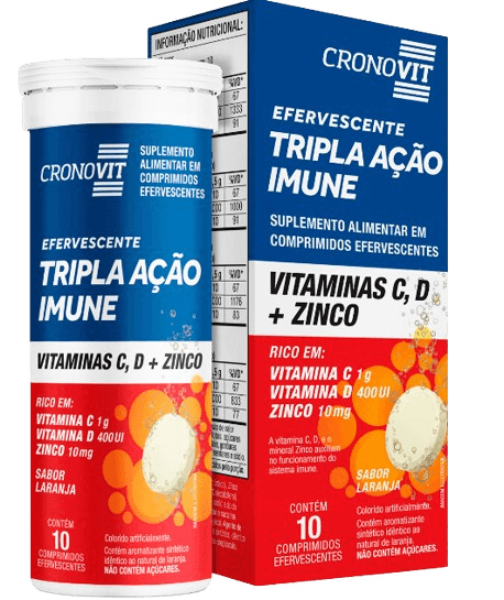 Cronovit Tripla Ação Imune Com Vitaminas C, D e Zinco Com 10 Comprimidos